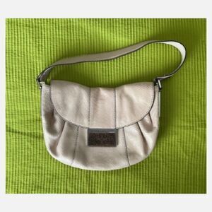 Calvin Klein Vintage Hobo Shoulder Bag with Carved Wood Flap Closure